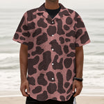 Red Brown Cow Print Textured Short Sleeve Shirt