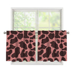 Red Brown Cow Print Tier Curtains