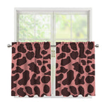 Red Brown Cow Print Tier Curtains