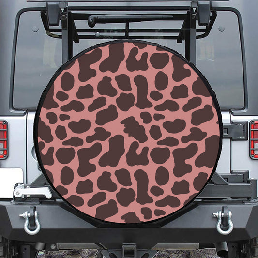 Red Brown Cow Print Tire Cover
