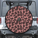 Red Brown Cow Print Tire Cover With Camera Hole