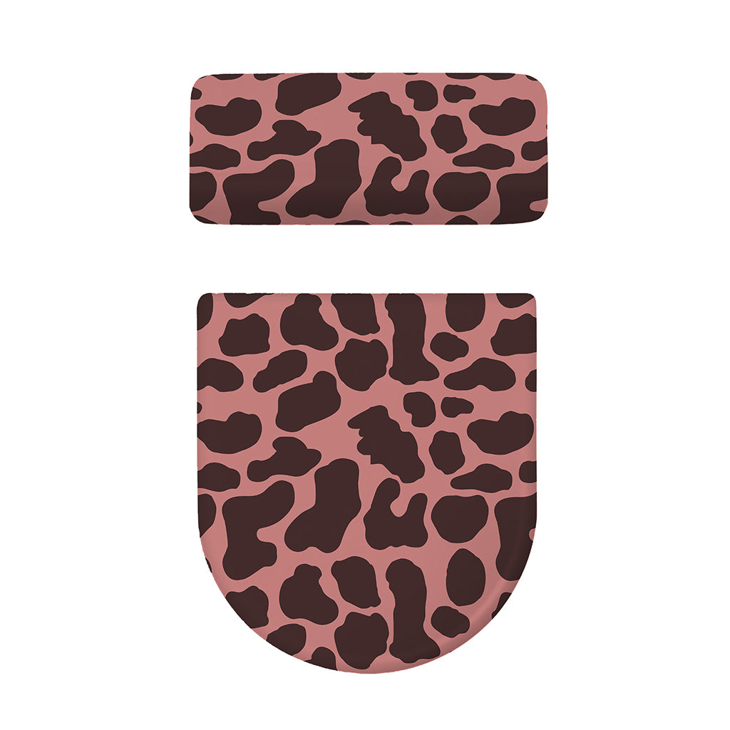 Red Brown Cow Print Toilet Lid And Tank Cover Set