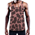 Red Brown Cow Print Men's Workout Tank Top