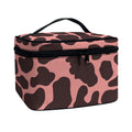 Red Brown Cow Print Travel Makeup Bag