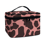 Red Brown Cow Print Travel Makeup Bag