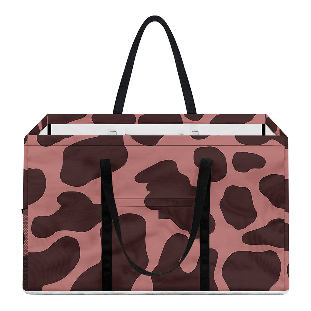 Red Brown Cow Print Utility Tote Bag
