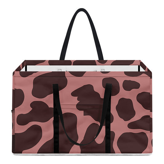 Red Brown Cow Print Utility Tote Bag