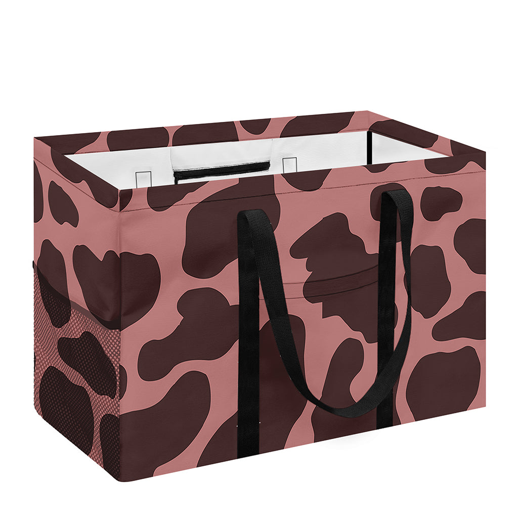 Red Brown Cow Print Utility Tote Bag