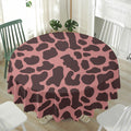Red Brown Cow Print Waterproof Round Tablecloth