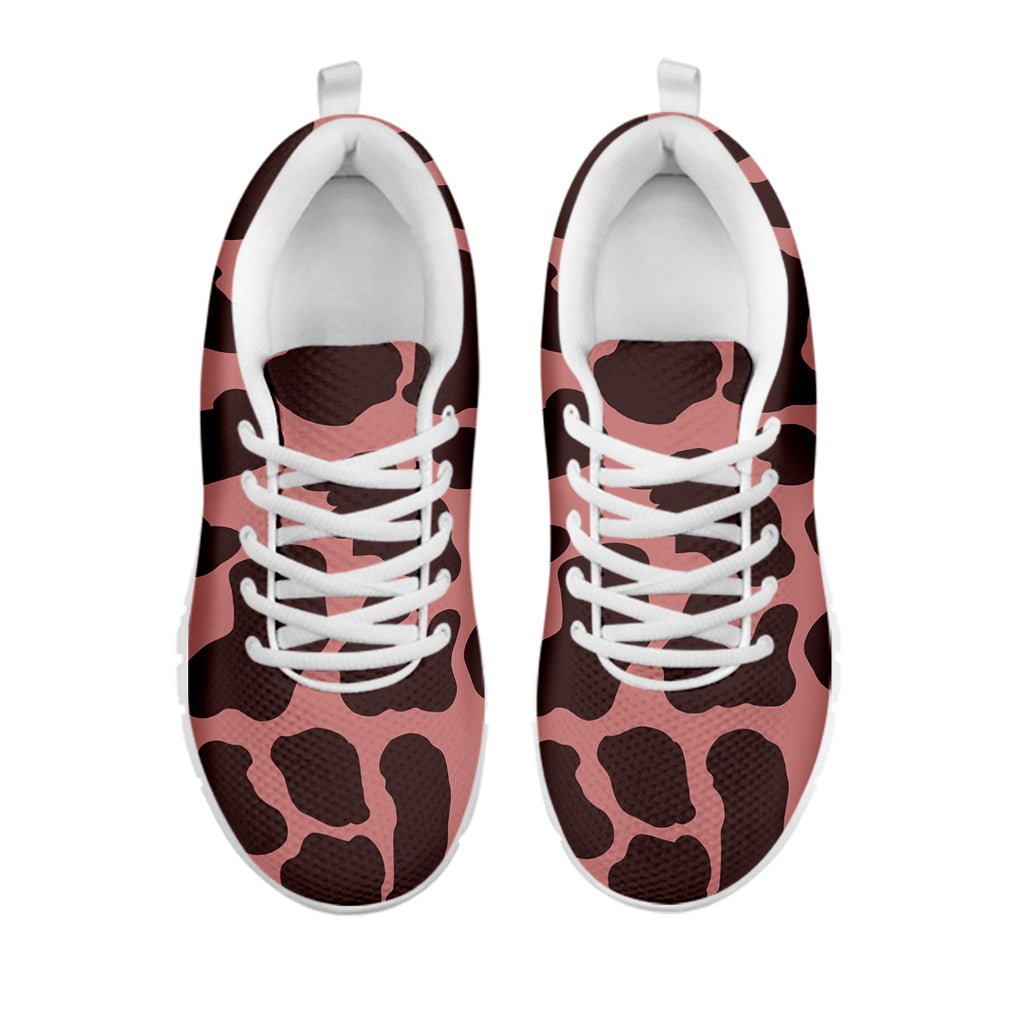 Red Brown Cow Print White Running Shoes