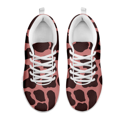 Red Brown Cow Print White Running Shoes