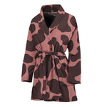 Red Brown Cow Print Women's Bathrobe