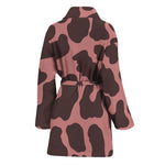 Red Brown Cow Print Women's Bathrobe