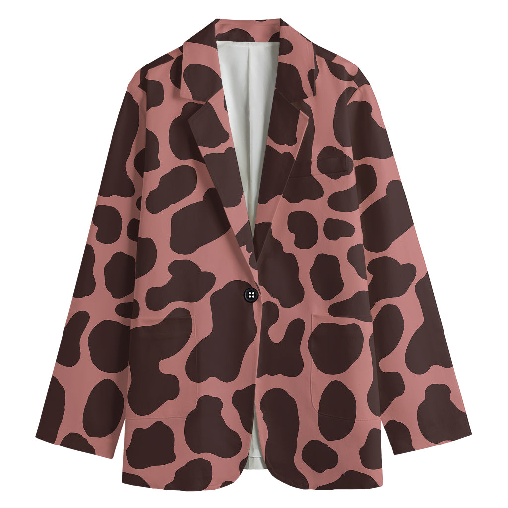 Red Brown Cow Print Women's Blazer