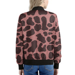 Red Brown Cow Print Women's Bomber Jacket