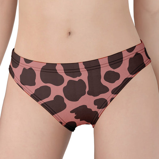 Red Brown Cow Print Women's Panties