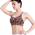 Red Brown Cow Print Women's Sports Bra