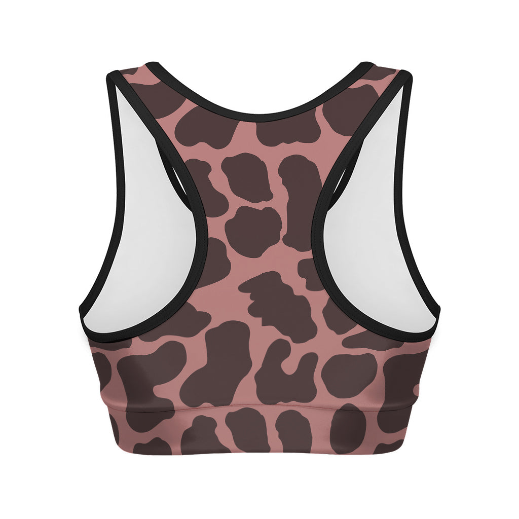 Red Brown Cow Print Women's Sports Bra
