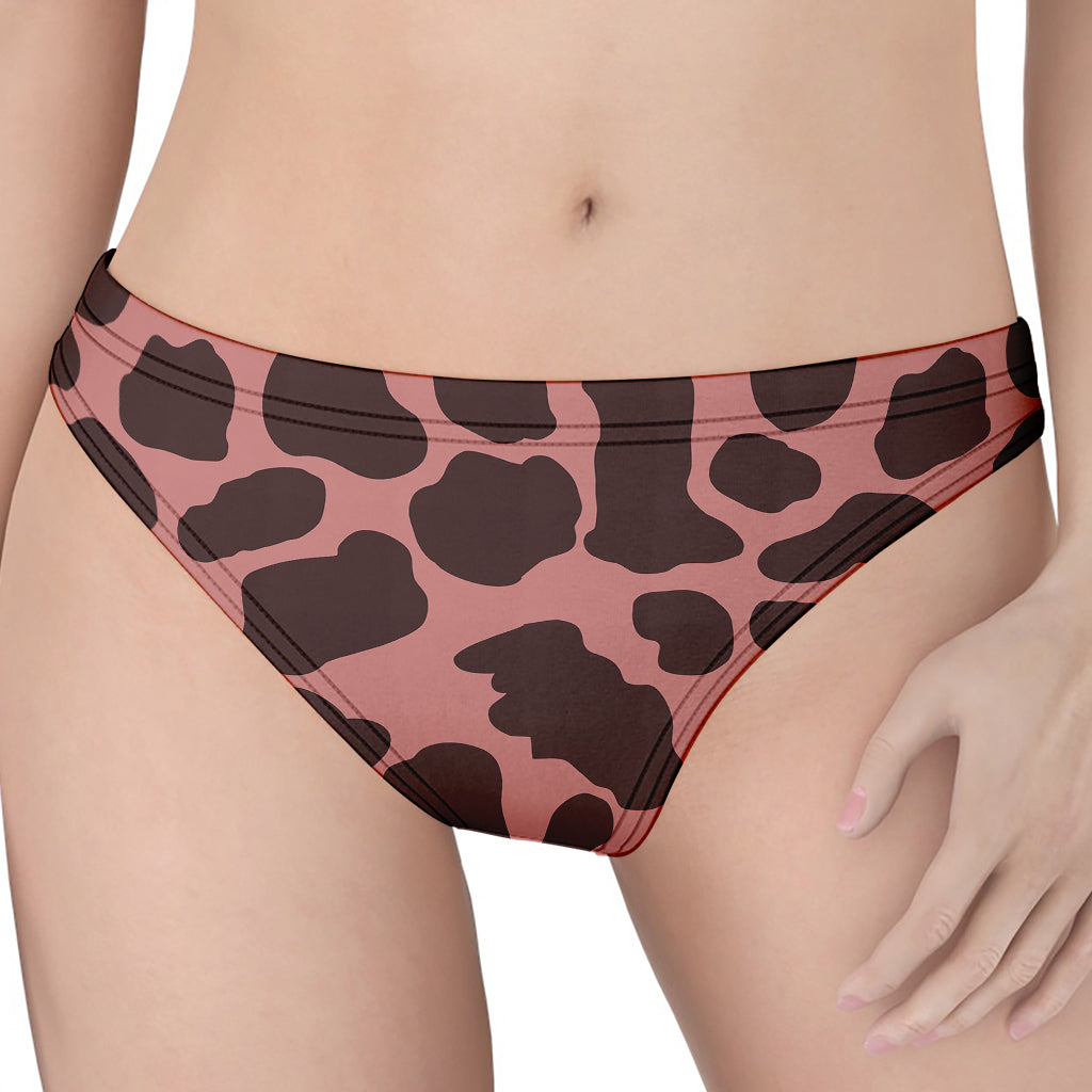 Red Brown Cow Print Women's Thong