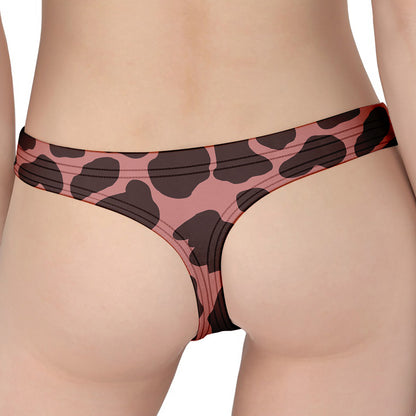 Red Brown Cow Print Women's Thong