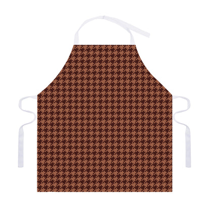 Red Brown Houndstooth Pattern Print Adjustable Apron
