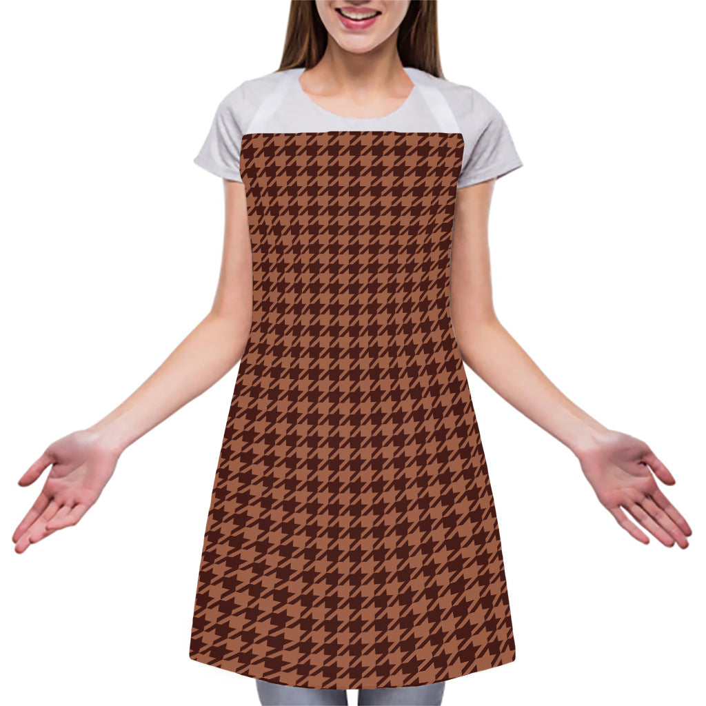 Red Brown Houndstooth Pattern Print Adjustable Apron