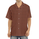 Red Brown Houndstooth Pattern Print Aloha Shirt