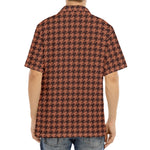 Red Brown Houndstooth Pattern Print Aloha Shirt