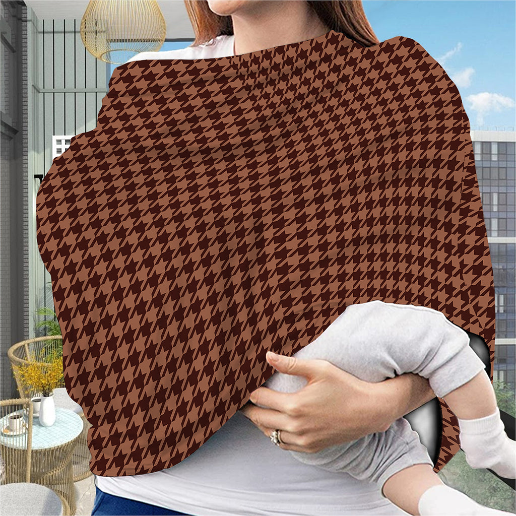 Red Brown Houndstooth Pattern Print Baby Seat Cover