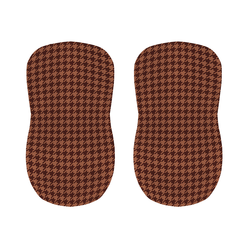 Red Brown Houndstooth Pattern Print Bar Stool Covers