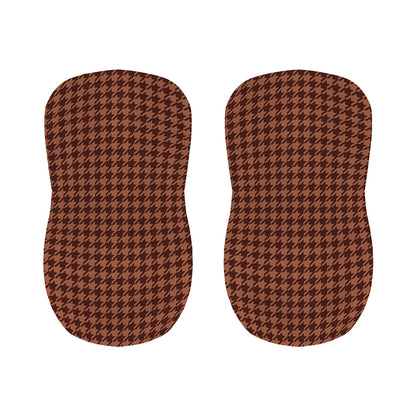 Red Brown Houndstooth Pattern Print Bar Stool Covers