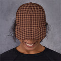 Red Brown Houndstooth Pattern Print Baseball Cap