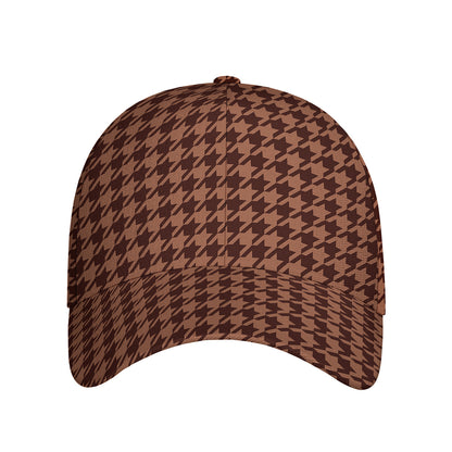 Red Brown Houndstooth Pattern Print Baseball Cap