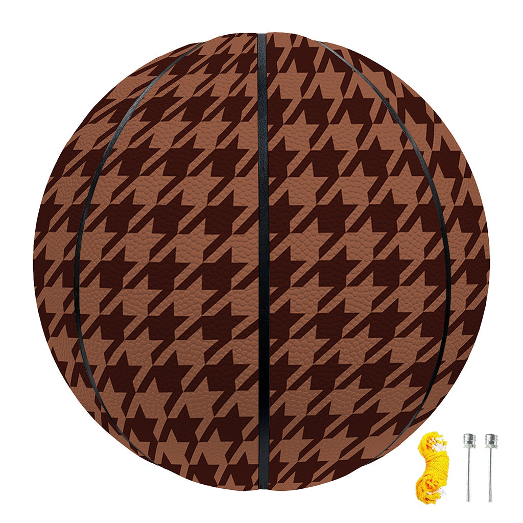Red Brown Houndstooth Pattern Print Basketball