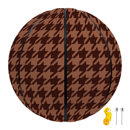 Red Brown Houndstooth Pattern Print Basketball