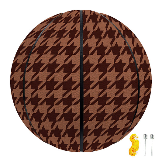 Red Brown Houndstooth Pattern Print Basketball