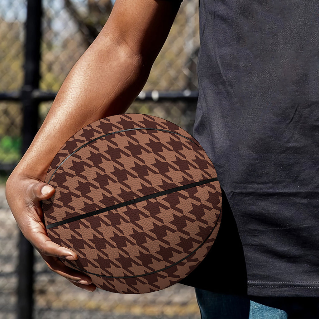 Red Brown Houndstooth Pattern Print Basketball