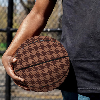 Red Brown Houndstooth Pattern Print Basketball