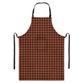 Red Brown Houndstooth Pattern Print Bib Apron With Pocket