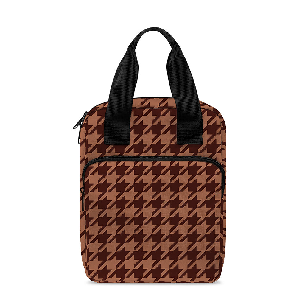 Red Brown Houndstooth Pattern Print Bible Tote Bag