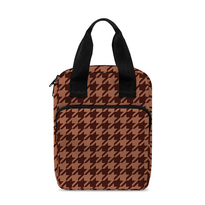 Red Brown Houndstooth Pattern Print Bible Tote Bag
