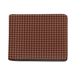 Red Brown Houndstooth Pattern Print Bifold Wallet