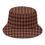Red Brown Houndstooth Pattern Print Bucket Hat