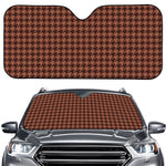 Red Brown Houndstooth Pattern Print Car Windshield Sun Shade