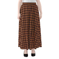 Red Brown Houndstooth Pattern Print Chiffon Maxi Skirt