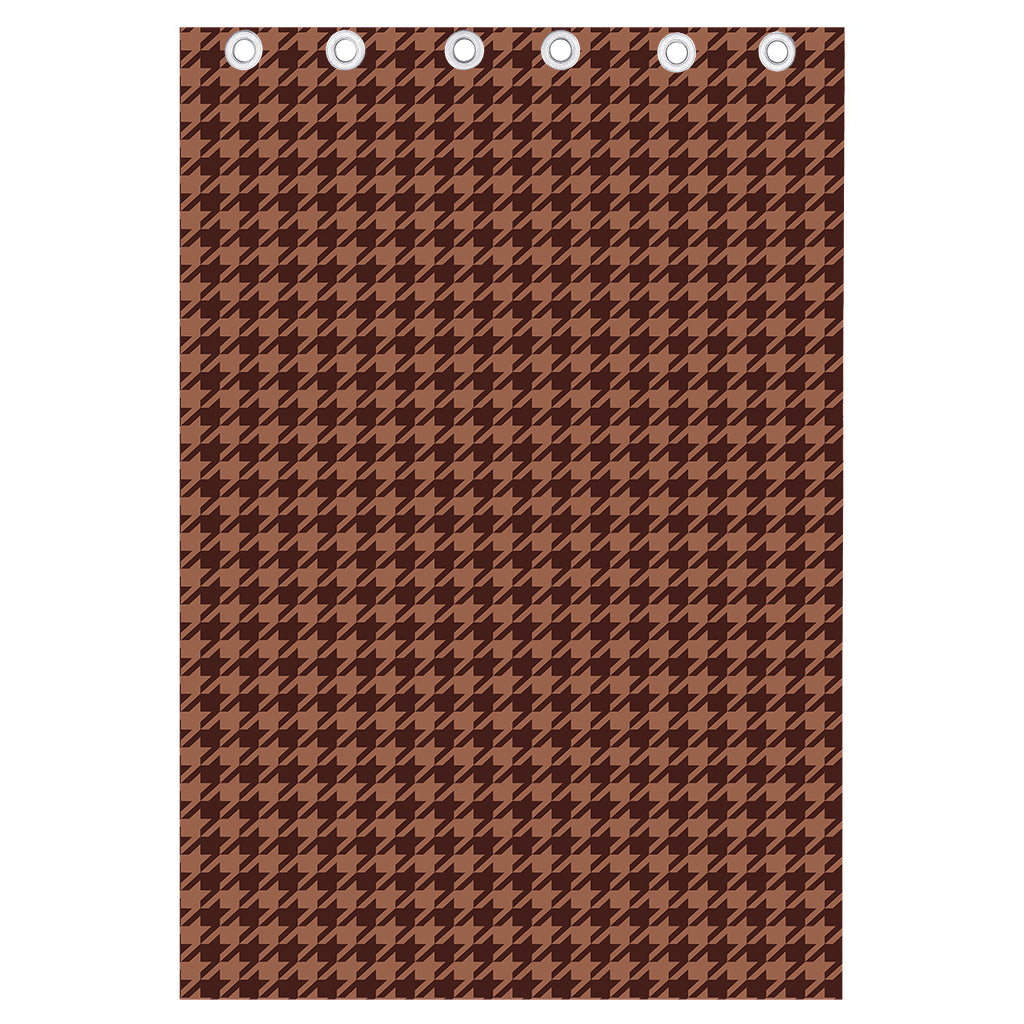 Red Brown Houndstooth Pattern Print Curtain
