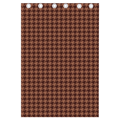 Red Brown Houndstooth Pattern Print Curtain