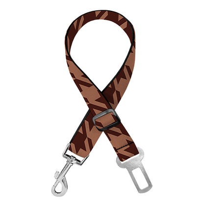 Red Brown Houndstooth Pattern Print Dog Seat Belt