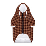 Red Brown Houndstooth Pattern Print Dog Zip Up Hoodie