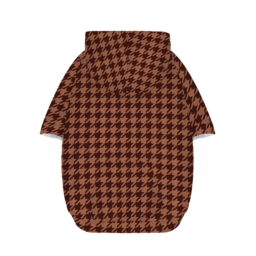 Red Brown Houndstooth Pattern Print Dog Zip Up Hoodie